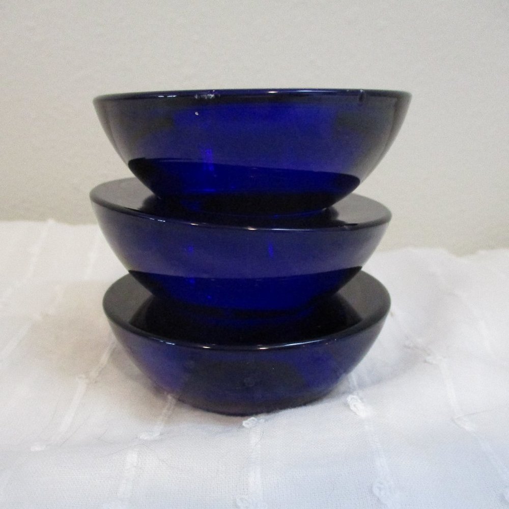 Vtg IKEA / 3 cobalt blue glass tealight holder